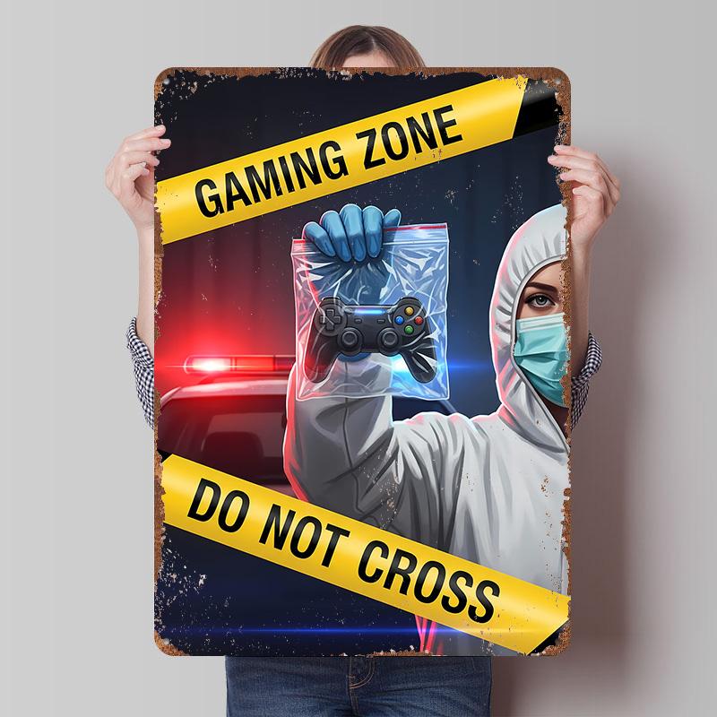 Gaming Zone Do Not Cross Metal Poster Customized Wall Art Retro Vintage Tinplate Signs for Man Cave Setup Decorations Wand Deko