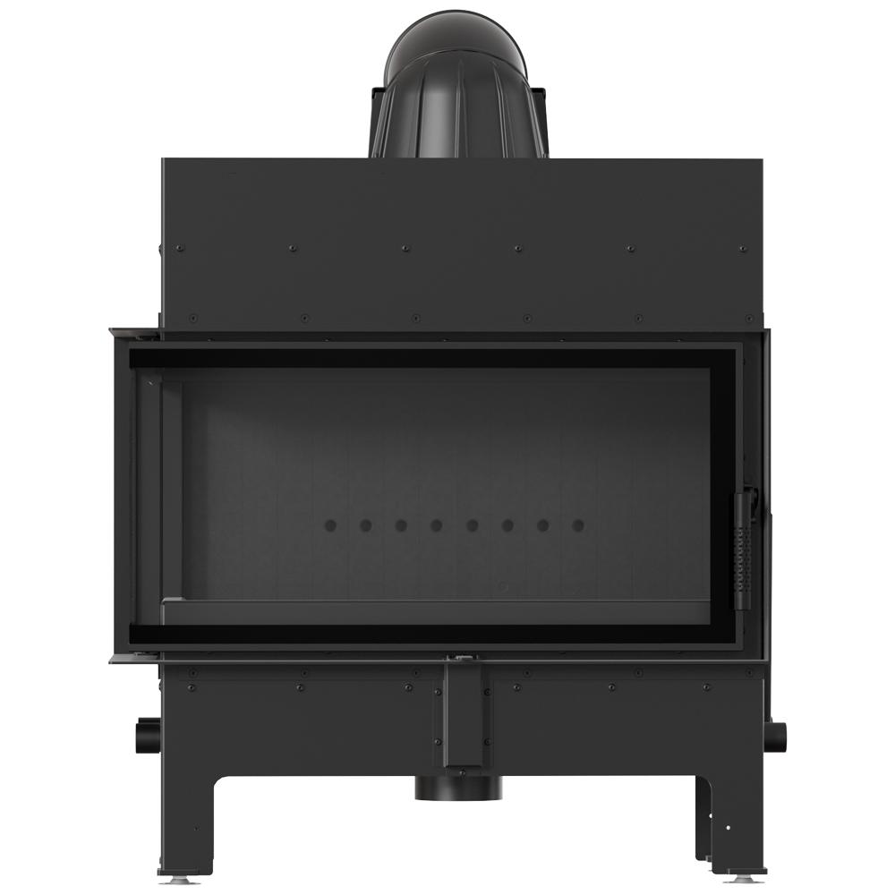 Corner Fireplace KRATKI FLOKI Left 12kW Ø200 Black Closing Installation Kit