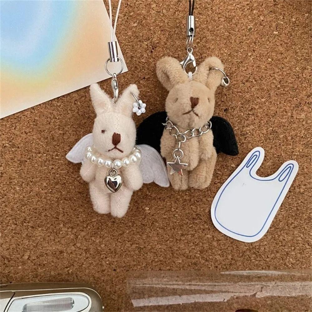 Devil Rabbit Plush Rabbit Keychains Wings Star Mobile Phone Chain Fashion Jewelry