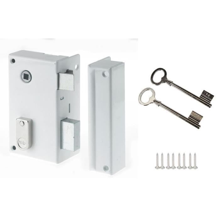 Yale - Serrure de porte en applique verticale YAV37D - Pour poignée - Droite - Blanc - 2 clés incluses