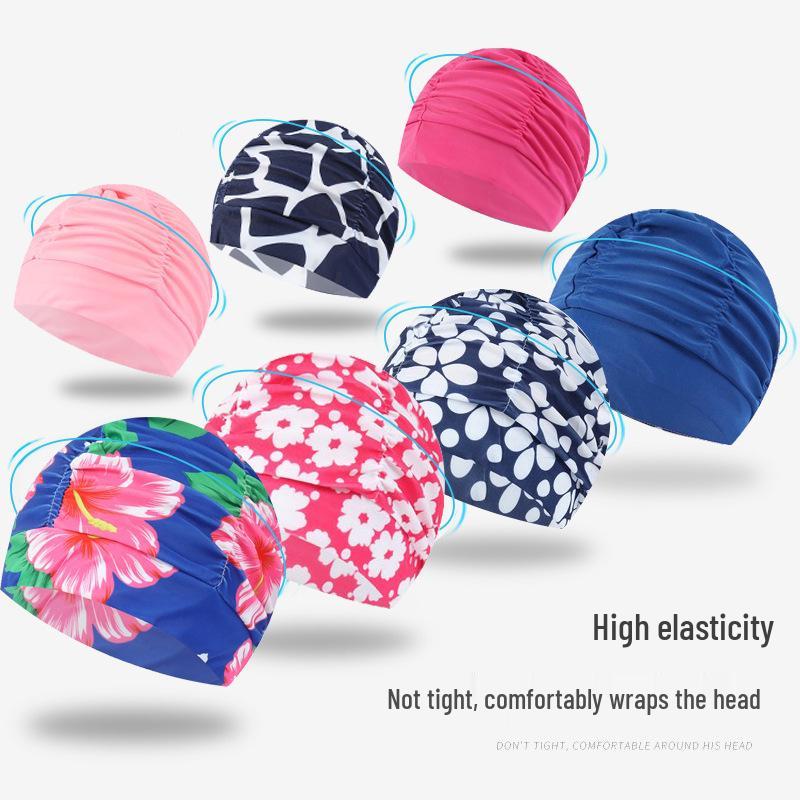 Unisex Adult Pleated Swim Cap – Fashionable, Non-Tightening with Hair and Ear Protection