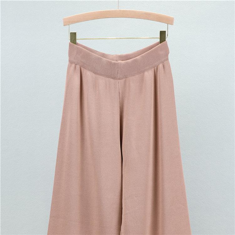 Autumn and Winter Women's Knitted Suit Simple Retro Fashion Long-sleeved Sweater Wide-legged Pants Loose Casual Two-piece Set