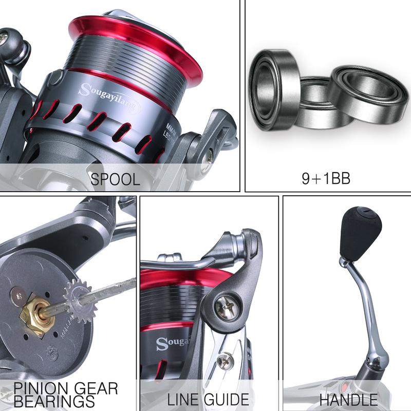 Спиннинговая рыболовная катушка 9 + 1BB 1000-4000 Рыболовная катушка с нескользящей ручкой для морской рыбалки на карпа