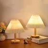 Vintage Pleated Remote Control Night Light Nordic Bedroom Table Lamp Umbrella Shaped Bedside Lamp Creative Gift For Home Decor