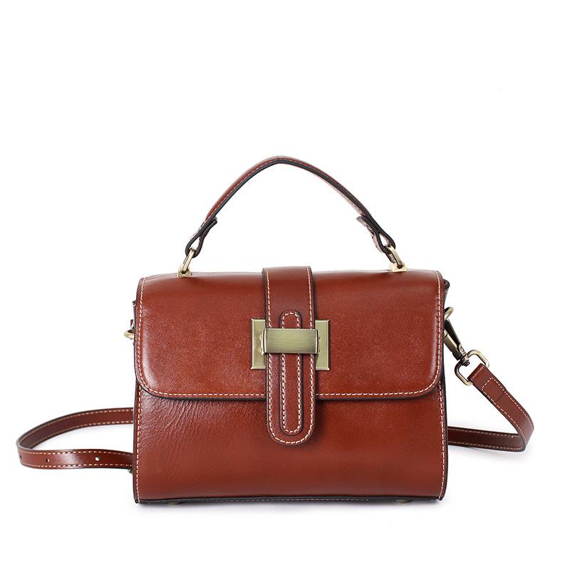 Genuine Leather Women's Bag Small Handbag Vintage Fashion All-in-one Crossbody Bag Small Square Bag