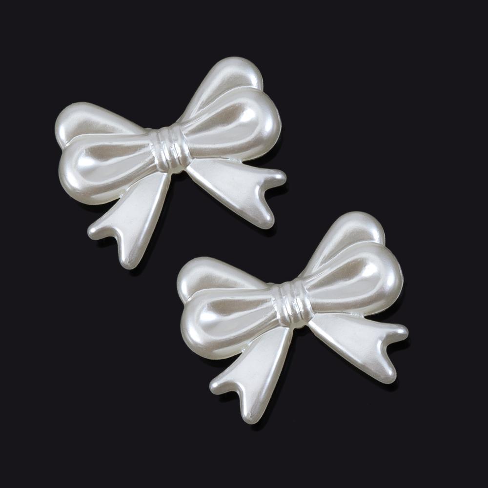 50pcs Resin Accessories Bowknot Love Heart for Jewelry Making DIY Findings White Imitation Pearl Beads Bowknots Hair Accessories