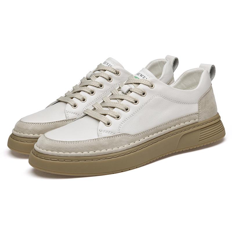 Мужская обувь осень первый слой коровьей кожи белые туфли трендовый британский стиль толстая подошва легкая спортивная обувь повседневная обувь для скейтборда мужская