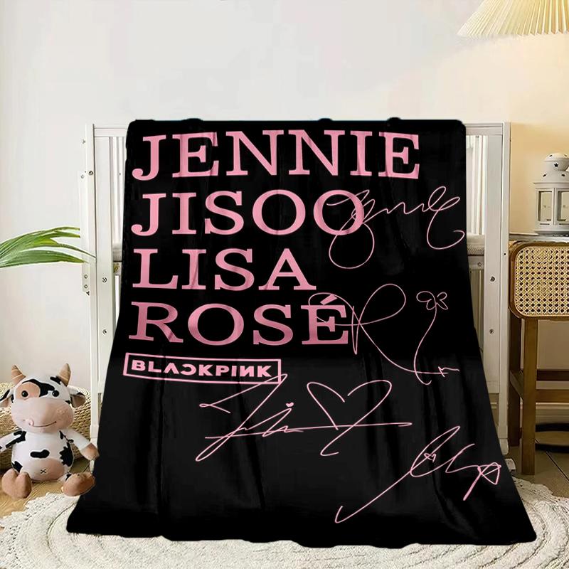 Black And Pink Fashion Blanket Flannel Blanket for bed, sofa, Camping, Hiking, Picnic Essentials, gift for family Fan gifts