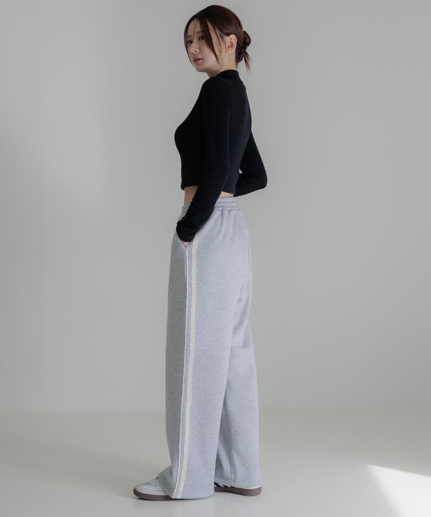 KITTY POTTERY Lace Line Tape Sweatpants Melange Grey