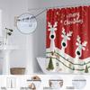 1pc Christmas Reindeer Print Perforated Waterproof Shower Curtain Privacy Multi Size Hanging Curtain 12 Hooks Easy Installation