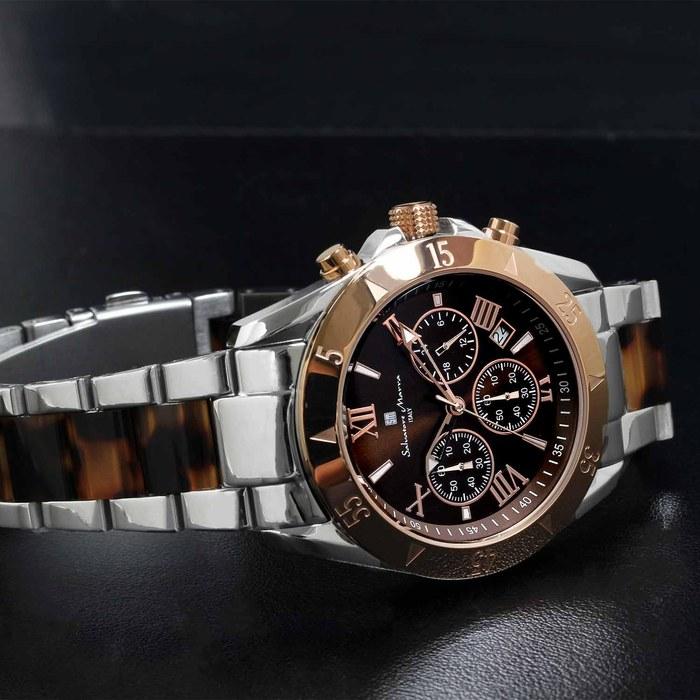 Salvatore Marra Men's Chronograph Watch SM23105-SSBRPG (Silver/Brown Rose)