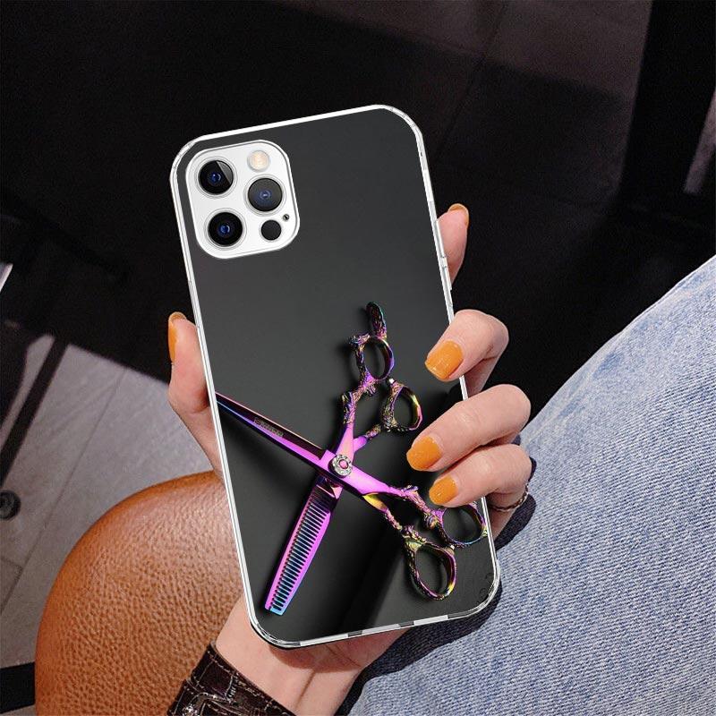 Hair Stylist Scissors Brush Phone Case For iPhone 17 Air 16 Pro Max 16E 15 + 14 Plus 11 12 13 Mini 7 8 SE Gift Print Cover Funda