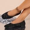 Женская весенне-летняя новая женская обувь с блестками, мерцающая, с мелким вырезом, женские туфли-лодочки, квадратный носок, плоская подошва, блочный каблук, повседневные туфли-лодочки