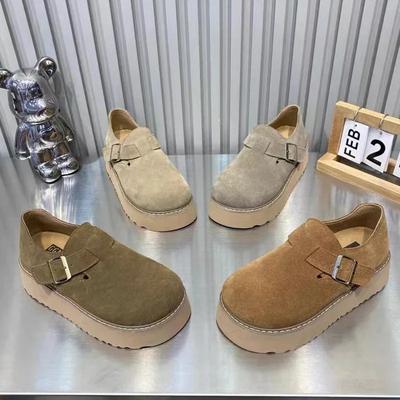 Замшевые женские туфли на плоской подошве Plamform Designer Casual Shoes 2024 Autumn Buckle New Loafers Shoes Comfort Walking Femme Chaussures