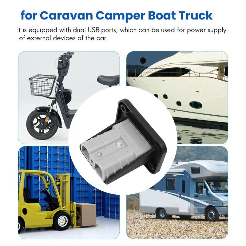 1Set 50A Cable Connectors Plug for Plug Connector Flush Mount Bracket Panel Cover for Caravan Camper Boat Truck