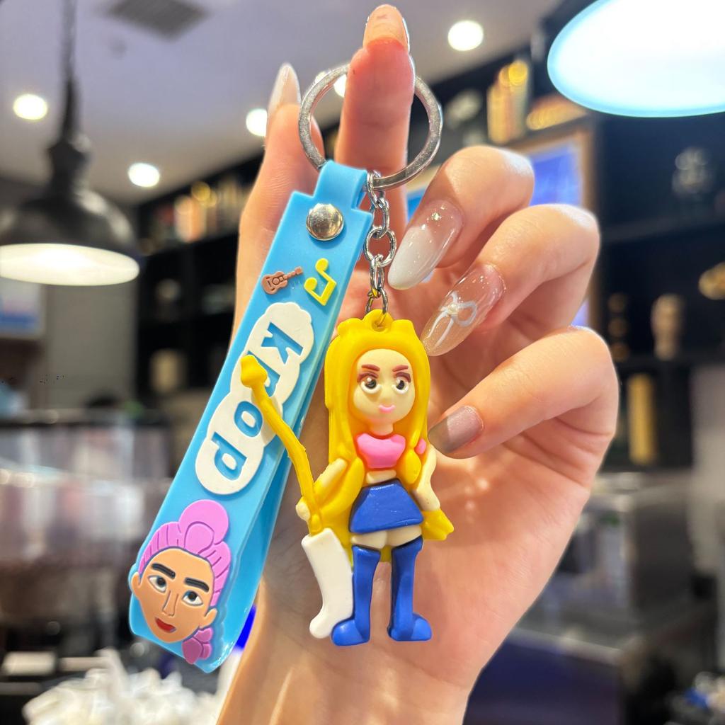 Kpop Demon Hunter Cartoon Keychain Bag Hanging Pendant Backpack Earphone Case Decoration Accessories Car Keyring Birthday Gifts