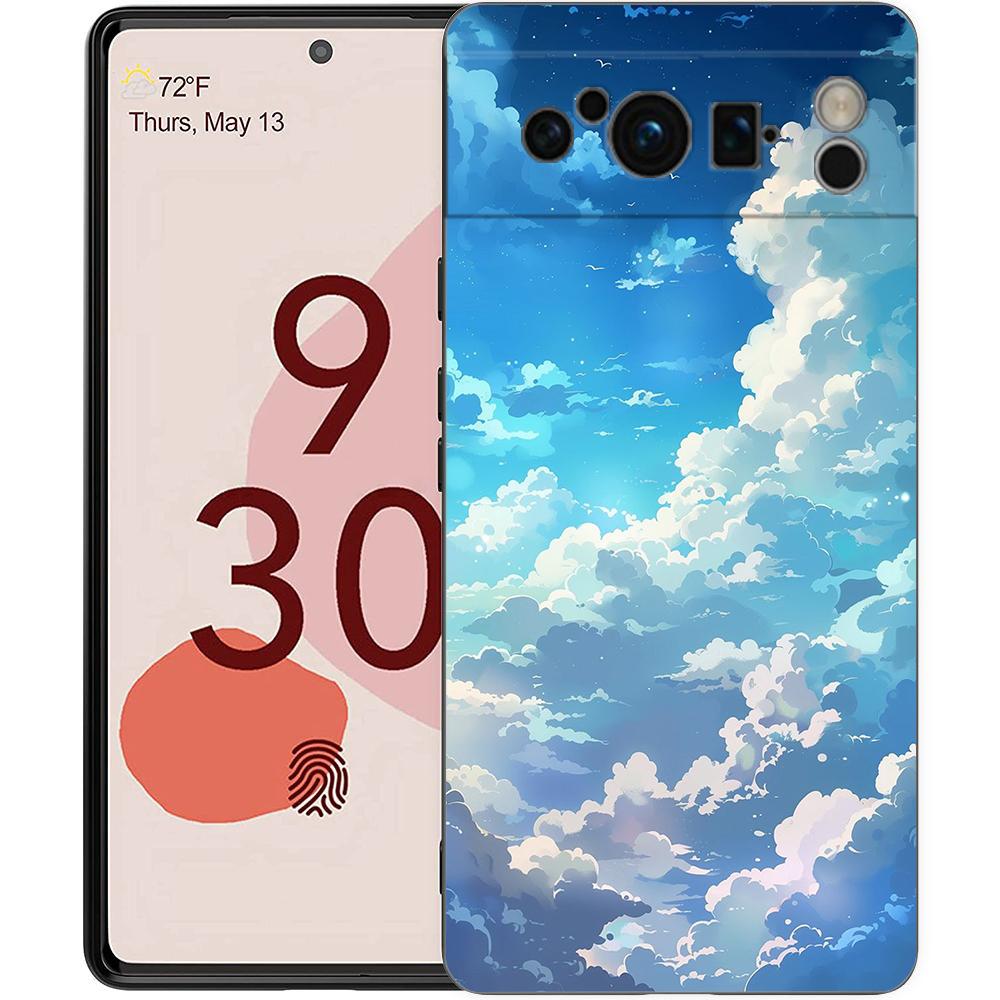 Роскошный чехол из ТПУ для Google Pixel 9 8 8A 7 7A 6 Pro XL 6A 5G Мультяшный Небо Черный Мягкая задняя крышка