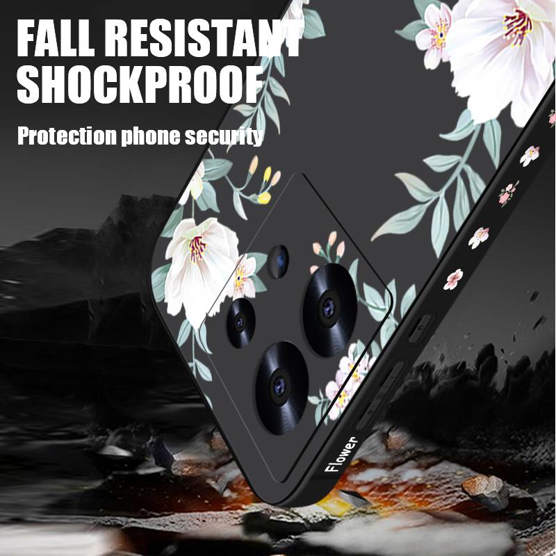 Простой цветочный принт тонкий матовый чехол для Xiaomi 13T Pro Poco F6 X6 X5 Redmi Note 14 Pro 13 12 11 ремешок TPU мягкий противоударный чехол для телефона