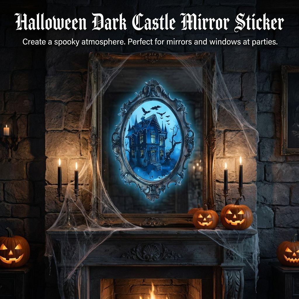 Halloween Mirror Sticker Dark Castle Theme Party Decoration Supplies For Windows Walls
