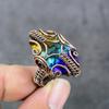 Bi-Color Tourmaline Handmade Copper Wire Wrap Jewelry Ring Size 8 A6f97