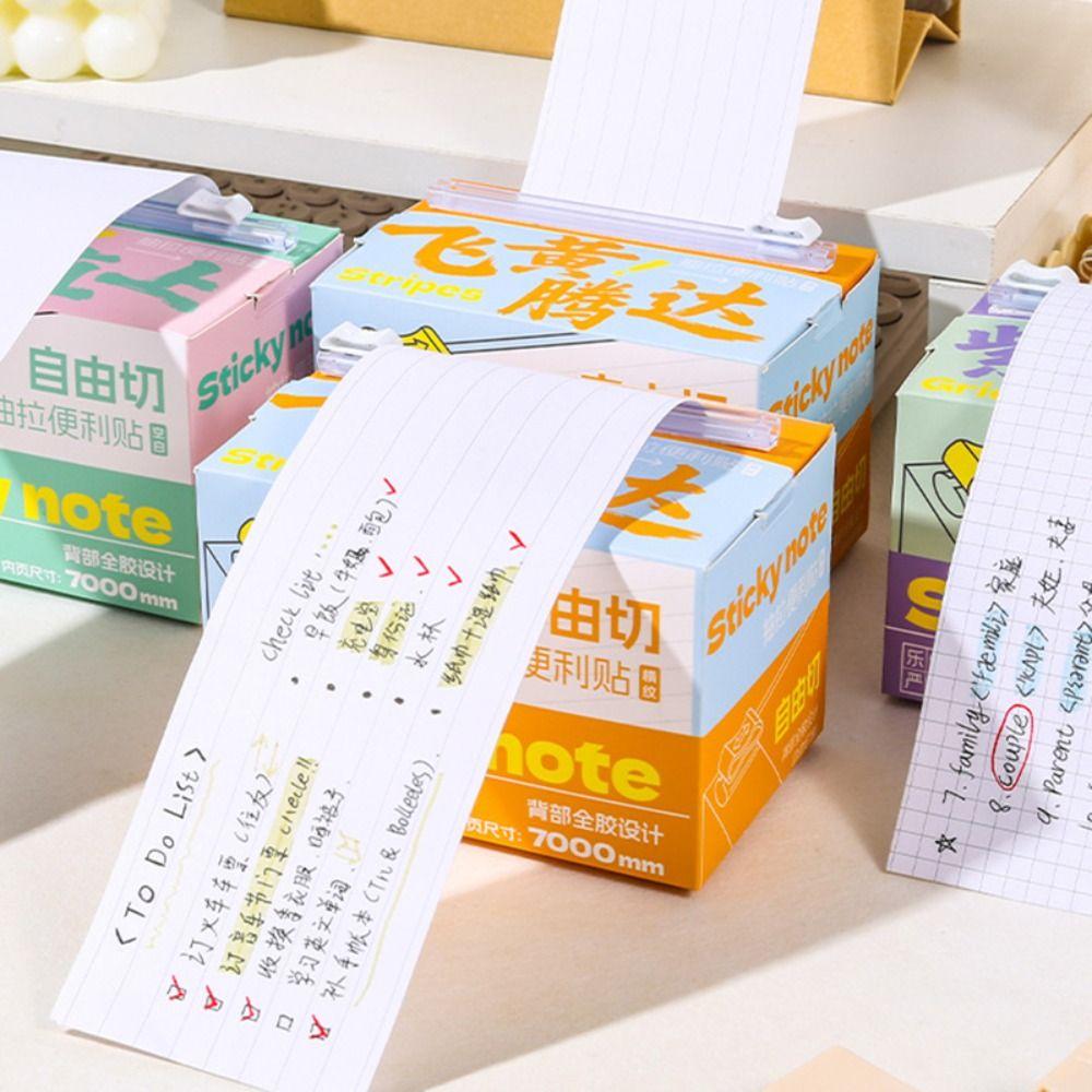 New 7M Pull-out Sticky Notes Grid/Horizontal/Blank Full Adhesive Sticker Paper Free-cut Memo Pad School Office