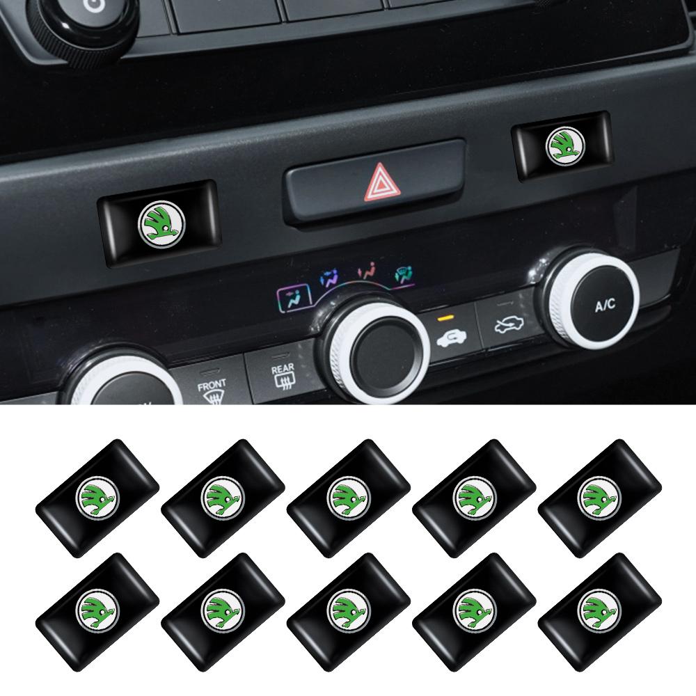 For Skoda Scala 10/20/Pcs Car Console Logo Sticker 3D Epoxy Resin Badge Interior Accessory For Skoda Octavia Fabia Rapid Yeti Superb A7 VRS VII