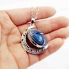 Fashion Unisex Rotate Round Dragon Eye Crescent Top Moon Pendant Long Chain