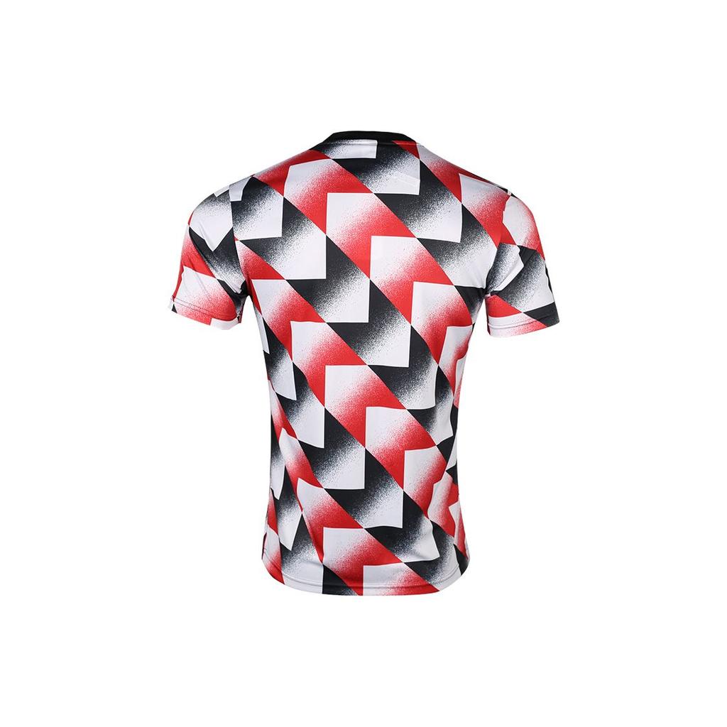 Adidas Manchester United Pre-Match Warm-Up Short Sleeve Football Shirt Men Tops White Red Black H56682