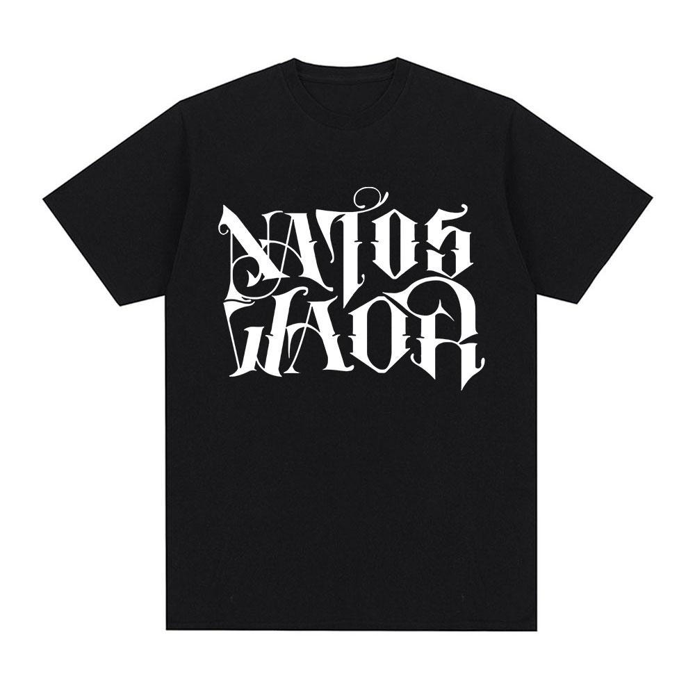 Rapper NATOS WAOR Tour 2025 Graphic T Shirt Unisex Unisex Vintage High Quality Hip Hop Tshirts Cotton Oversized Tshirt Streetwear