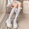 Белые кружевные чулки Jk с пэчворком средней длины, детские весенне-летние тонкие белые чулки с бантом, носки Лолита для теленка