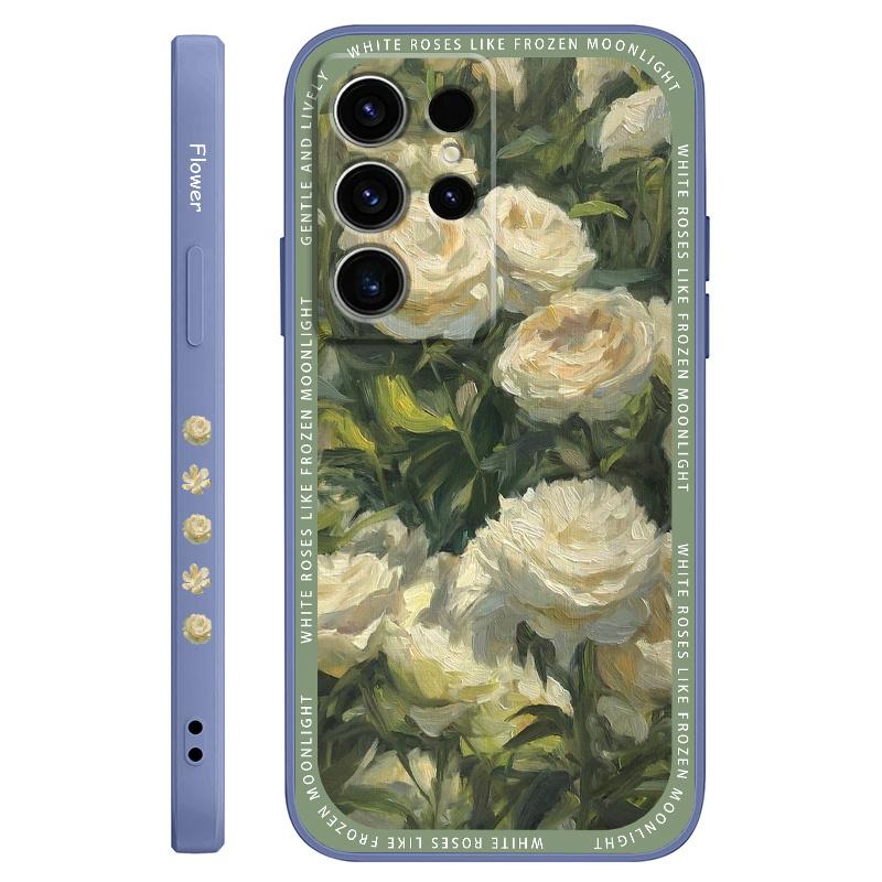 Элегантный чехол для телефона с белой розой для Samsung Galaxy S25 S24 S23 S22 S21 S20 S10 S10E Ultra Plus FE Note 20 Ultra Plus