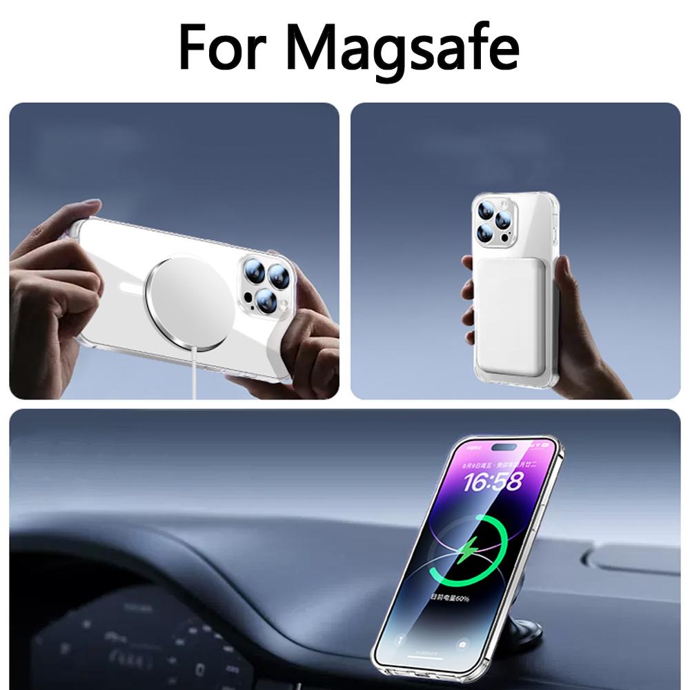 Роскошный магнитный чехол с покрытием для Samsung Galaxy S21 S23 Fe S24 Ultra S22 Plus Apple Magsafe Cover 10H 6K Glass Camera Protect