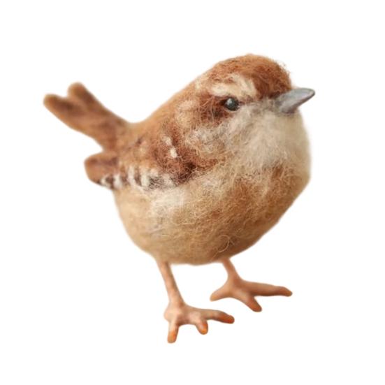 Felt Bird Sculpture Handmade Wool Songbirds Figure Realistic Wildlife-Inspired Design Soft Layered Feathers Decorative Figurine