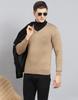 Mens Khaki Solid V Neck Full Sleeve Pullover