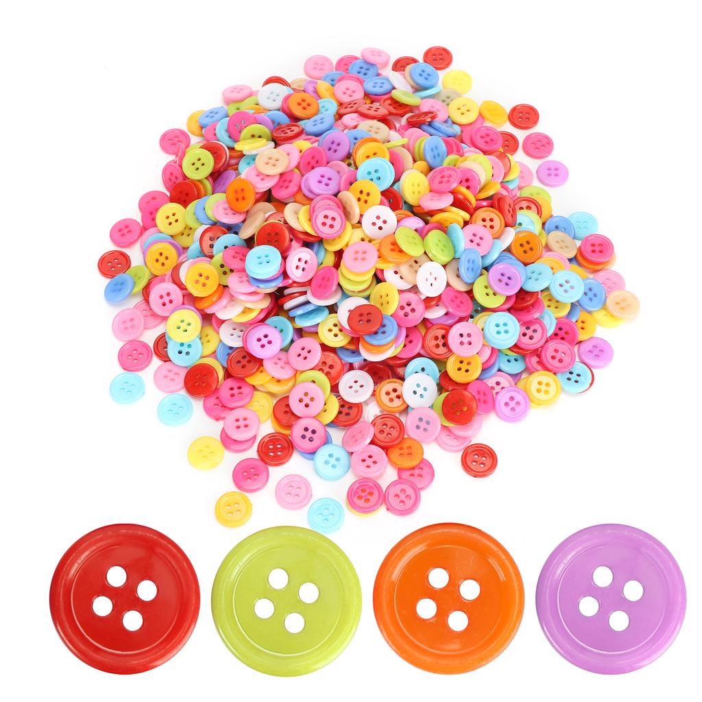 1000Pcs Mixed Color Buttons Plastic Sewing Manual DIY Clothing Accessories Hand Made Ornament(15mm )