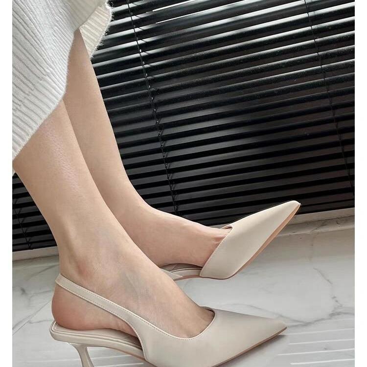 2025 лето новые туфли с острым носком, темпераментные, на маленьком каблуке, с сумкой, на высоком каблуке, женские дышащие шпильки, модные сандалии