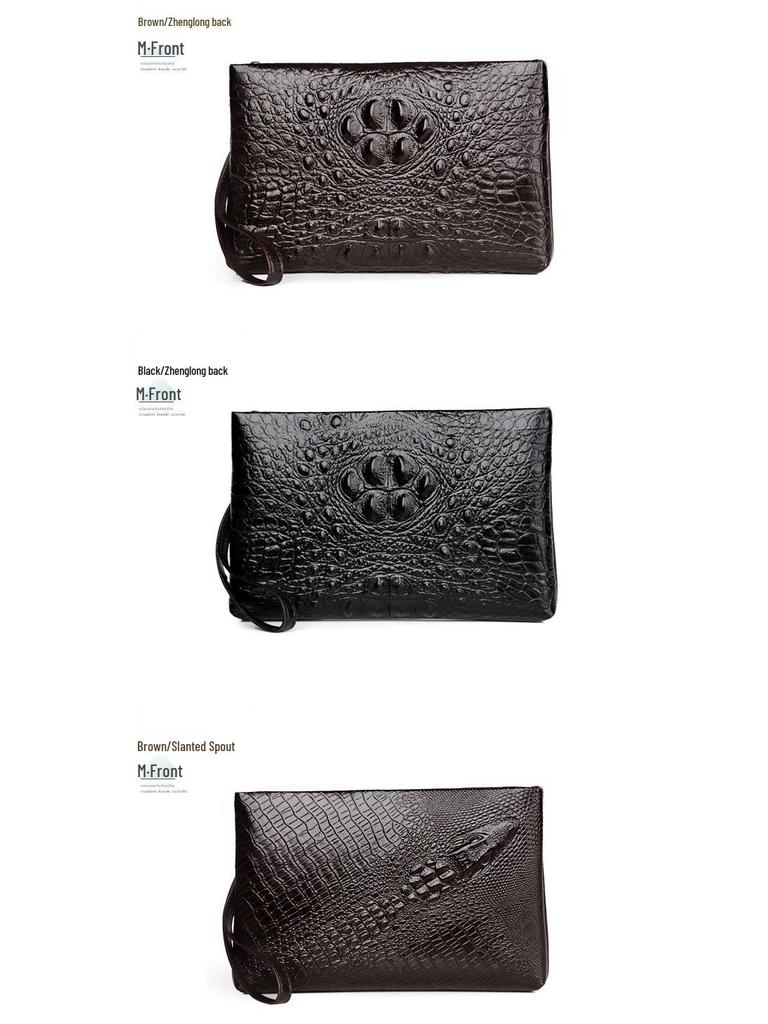 Crocodile Pattern Men's Large Capacity Leather Clutch Wallet