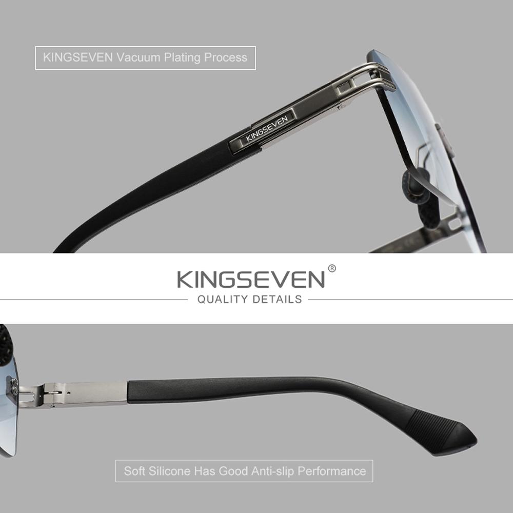 Kingseven Стильные безрамные солнцезащитные очки с градиентом и поляризацией, модные, с оправой из сплава, для отдыха, отпуска, путешествий, с защитой UV400