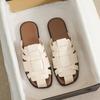 Мода 2024 года, новые летние женские уличные тапочки с плоской подошвой, дизайн Baotou Muller Weaving, белые туфли, модный бренд, бесплатная доставка