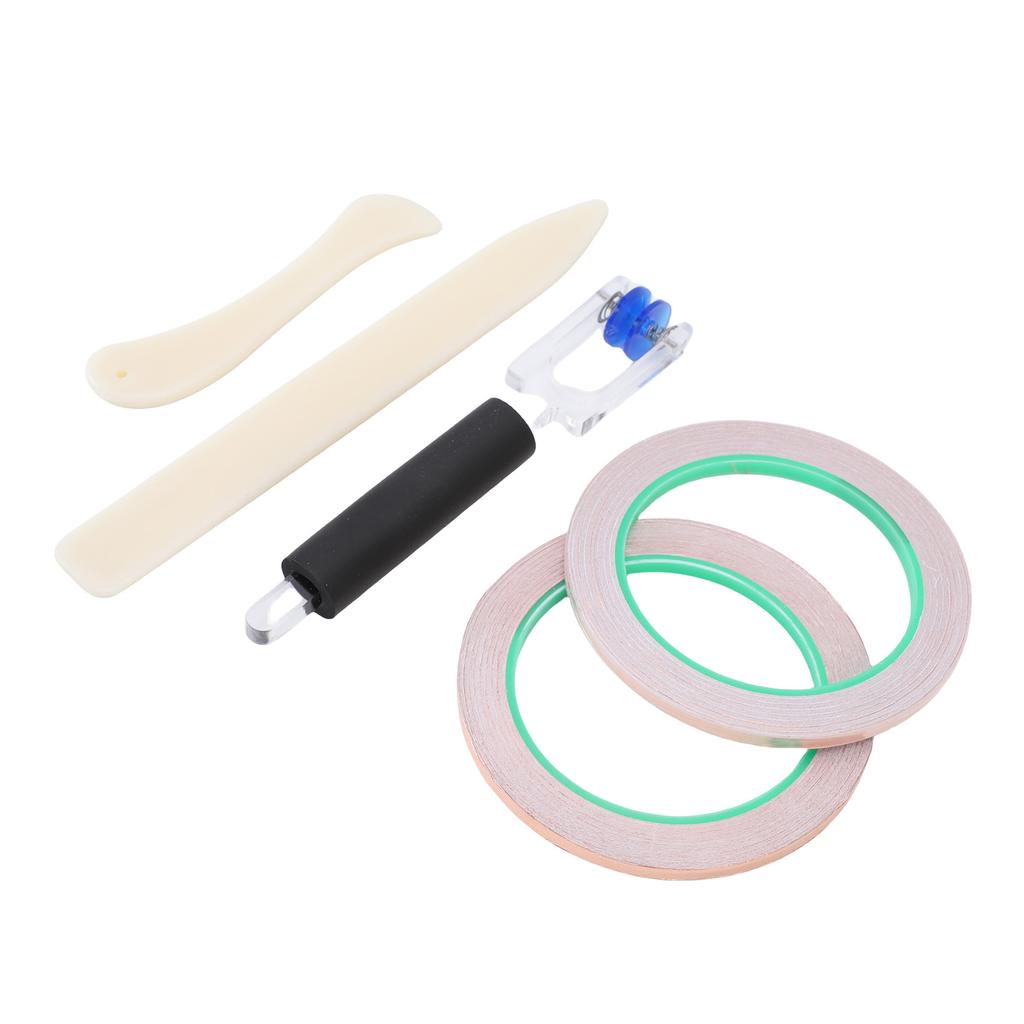 2 Rolls 5mm Backed Copper Foil Tape for Stained Glass Crafts with Scrapers 50m Length