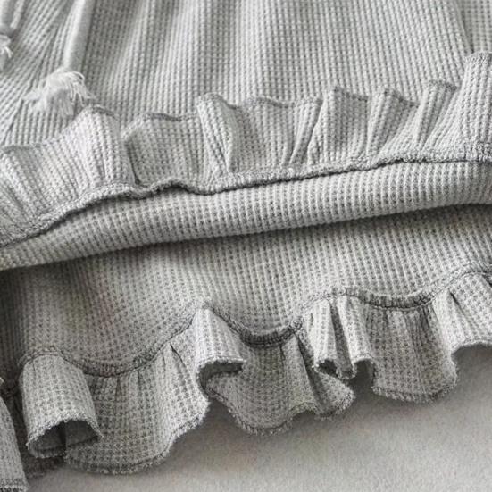 Женские шорты из вафельного трикотажа с эластичной резинкой на талии, широкие струящиеся шорты с оборками