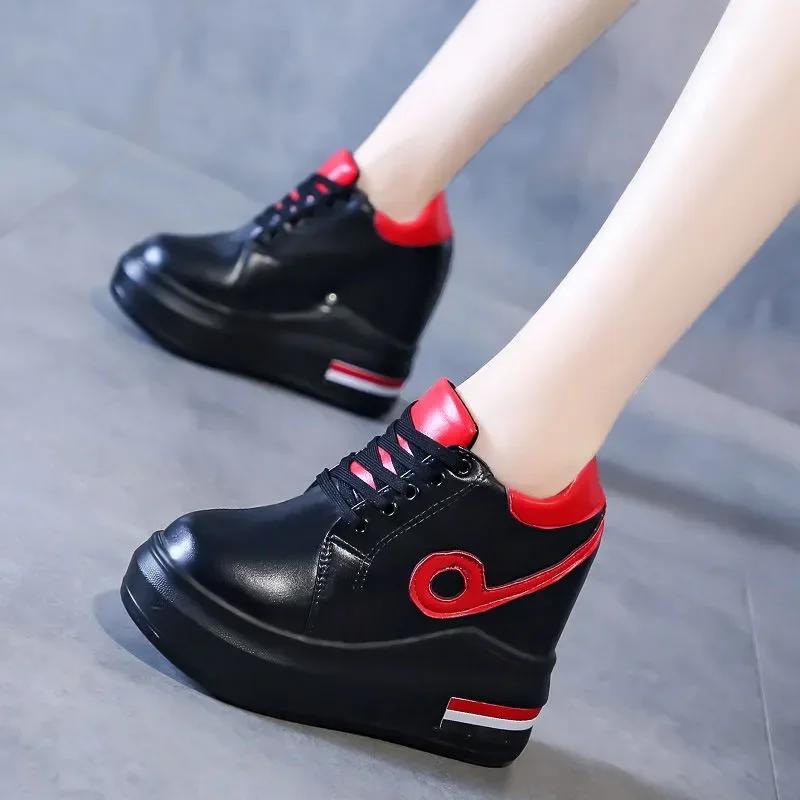 Модная весенняя женская обувь на высоком каблуке 12 см, повседневная обувь на танкетке и платформе, женская обувь, летние туфли-лодочки с увеличением высоты, обувь с цветами