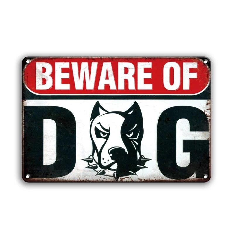 Warning Danger Poster Metal Decor Beware Of The Dog Cat Vintage Tin Sign No Trespassing Farmhouse Wall Decor Family Doorplate