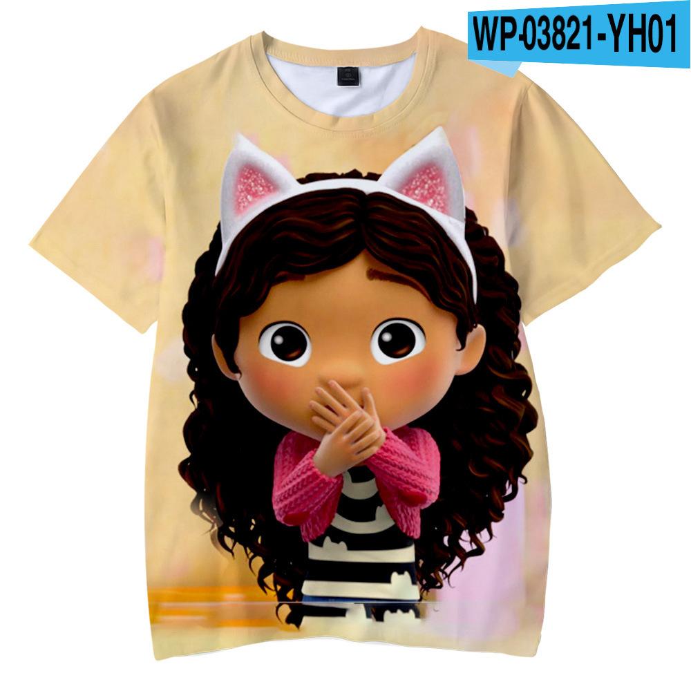 Футболки аниме Gabbys DollHouse с 3D принтом, уличная одежда для мальчиков и девочек, милая повседневная модная футболка большого размера, детские футболки, топы, одежда
