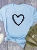 Футболка с принтом в виде сердца, женская, с коротким рукавом, с круглым вырезом, свободная, летняя, женская, повседневная, футболка, топы, одежда, женские рубашки