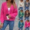 Women Autumn Winter Knitted Sweater Coats Single Breasted Long Sleeve V-neck Knitwear Cardigans Jackets