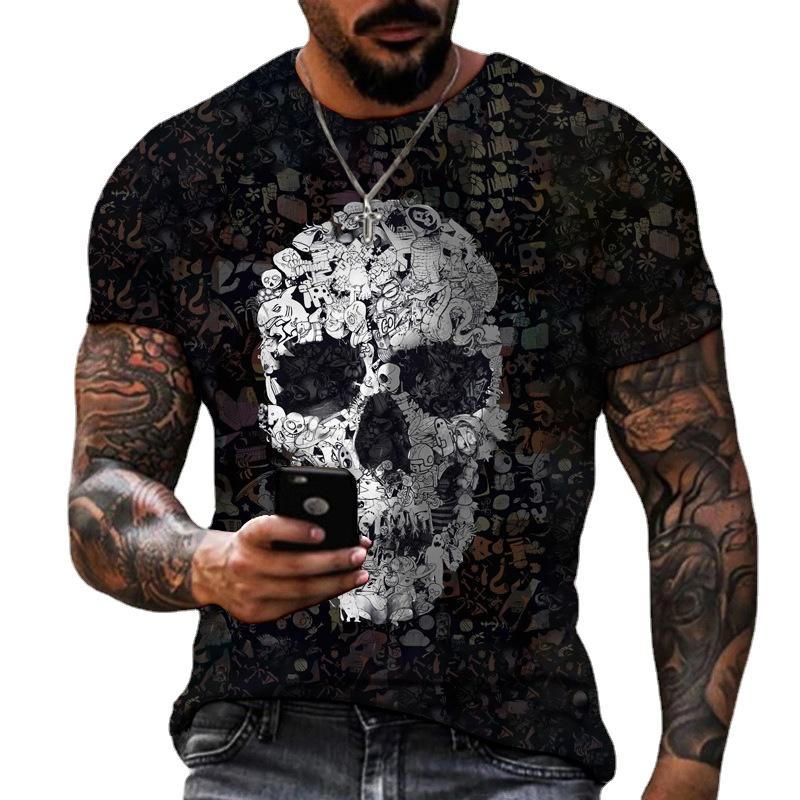 Skeleton 3D T Shirt Men O Neck Short Sleeve Summer Tops Mens Print Tee Shirts