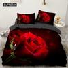 Комплект постельного белья с 3D-розой и сердечками, пододеяльник в скандинавском стиле 150x200, 220x240, пододеяльник размера «king size», наволочка с современным принтом «кошка, волк» и без простыни