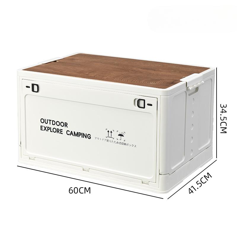 Side Door with Wheels Folding Box Camping Outdoor Wooden Lid Storage Box Clothes and Books Storage Box Trunk Stall Box