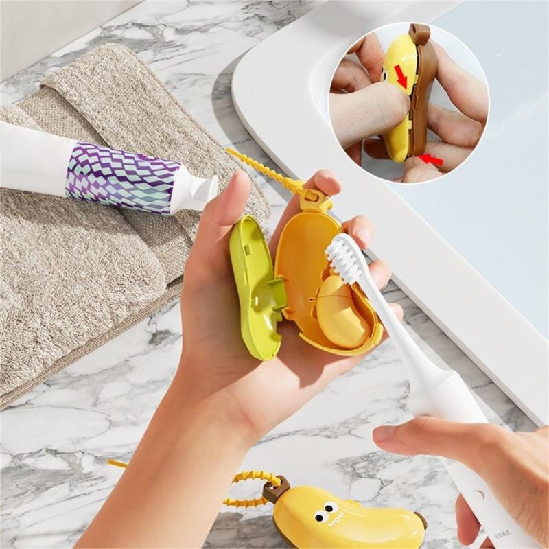Cute Banana Design Toothbrush Head Protector Portable Hygienes Case For Home Travel Essential Safe Nontoxic Plastic